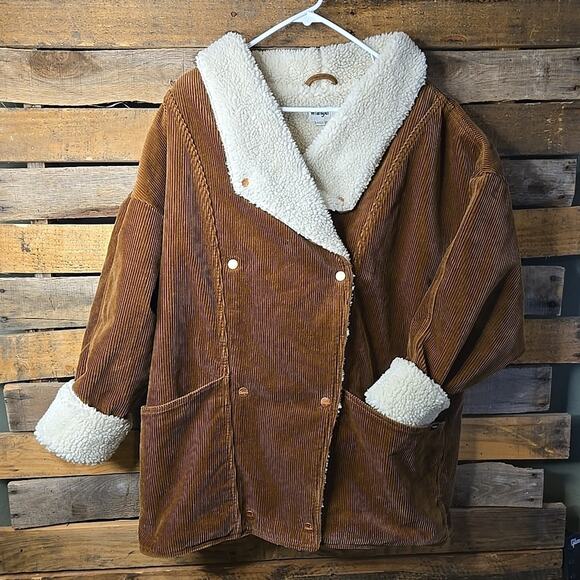 Wrangler Corduroy Ranch Coat Women's Large Sherpa Lined - Picture 2 of 11